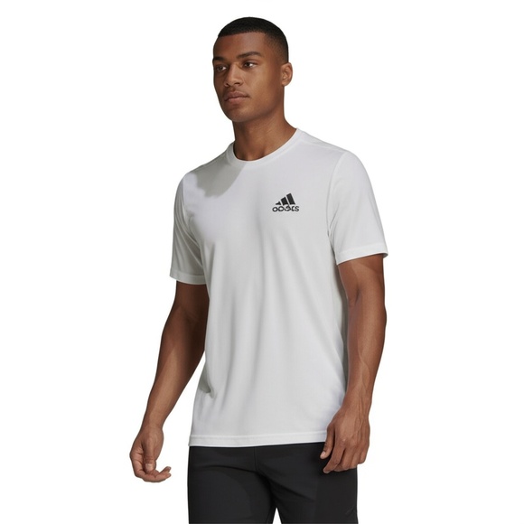 Adidas T-Shirt Primegreen AEROREADY US L White Black Classic Crew Neck Sporty - Picture 1 of 5